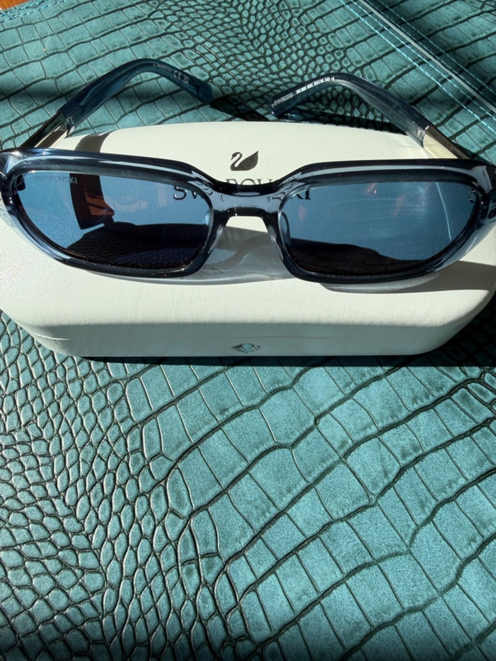 Stunning Swarovski Smoke-Blue Rectangular Sunglasses with baguette crystals 💎💎💎 - Picture 15 of 16
